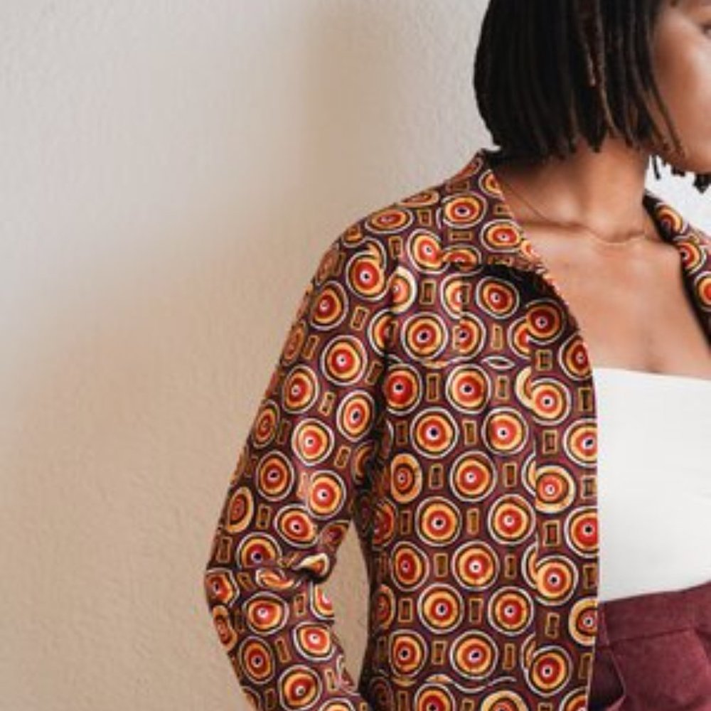 Multicolored Patterned Open Blazer - image 3